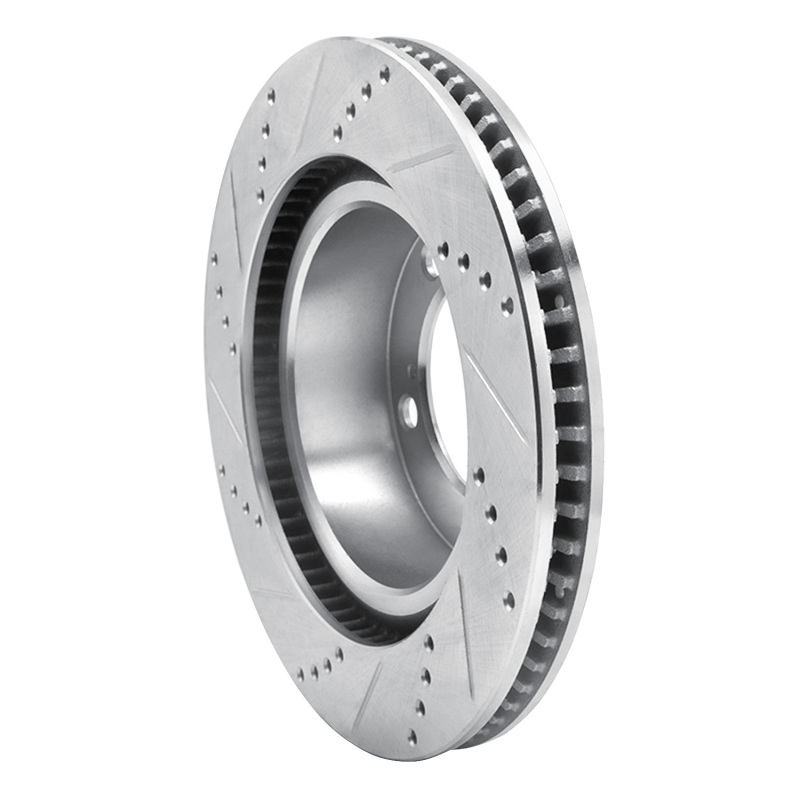 Lexus LX570 Brake Rotor (1) - Front Right - R1 Concepts - Drilled & Slotted - Silver - `08-`21